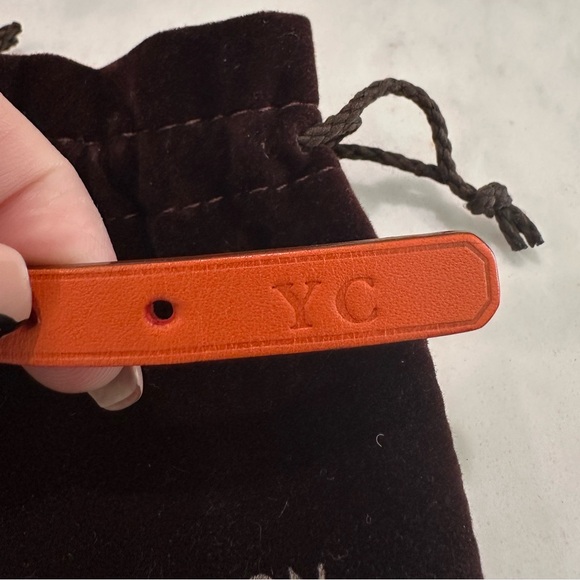 AUTHENTIC LOUIS VUITTON LEATHER BRACELET MAISON FONDEE EN 1854 ORANGE GOLD - Picture 9 of 10